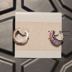 Elegant Pink and Purple Hoop Earrings